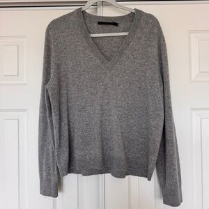 EUC MEDIUM Jenni Kayne Flynn 100% Cashmere V-Neck Sweater Heathered Grey
